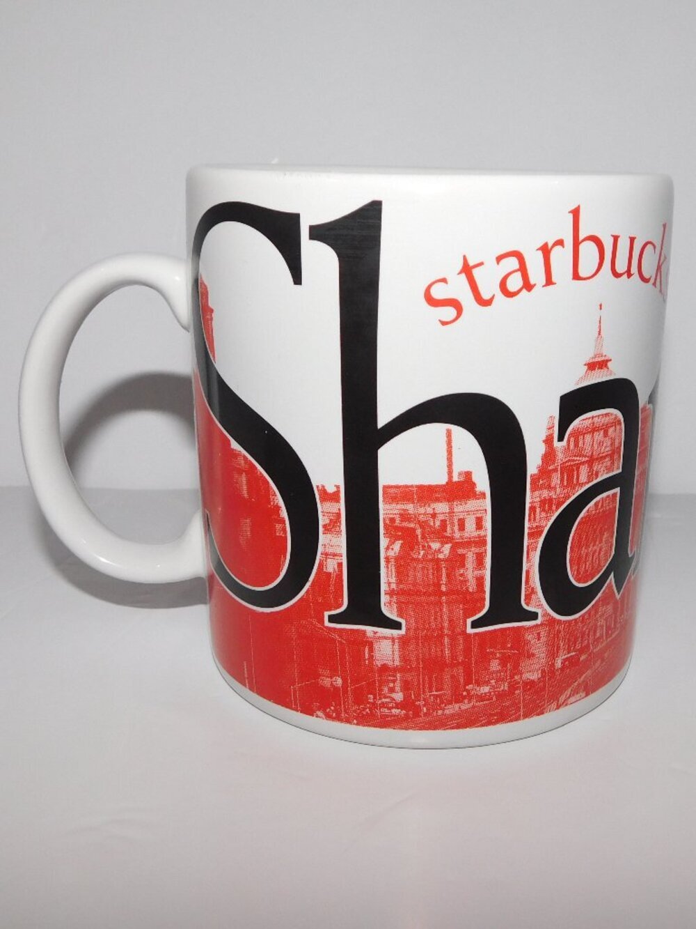 VTG 2002 Starbucks Shanghai City Mug Collector Series 20 oz Red White Coffee